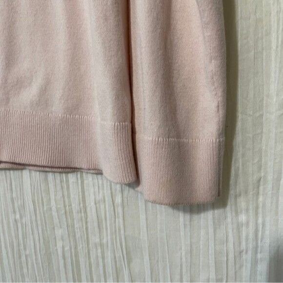 Talbot V-Neck Sweater Ribbed Center Stripe Pastel Pink Petite Large - Picture 5 of 9